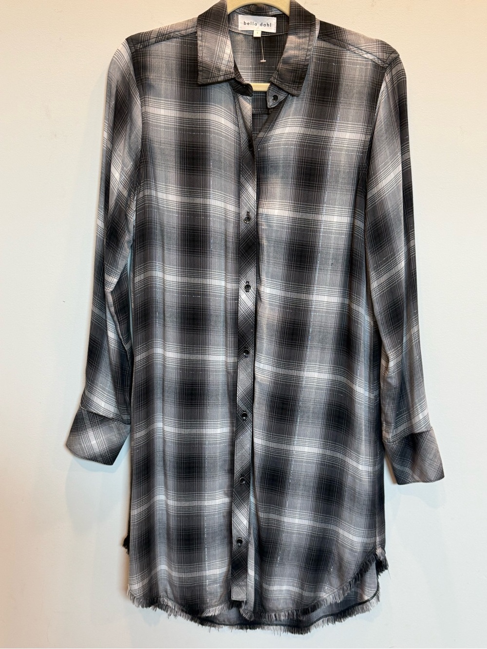 Bella Dahl Black and White Plaid Button-Down Dress